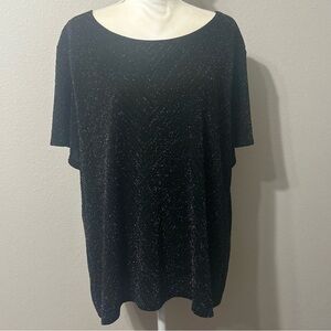 Calvin Klein Black with Silver Metallic Pullover Blouse Plus Size 3X (22/24)